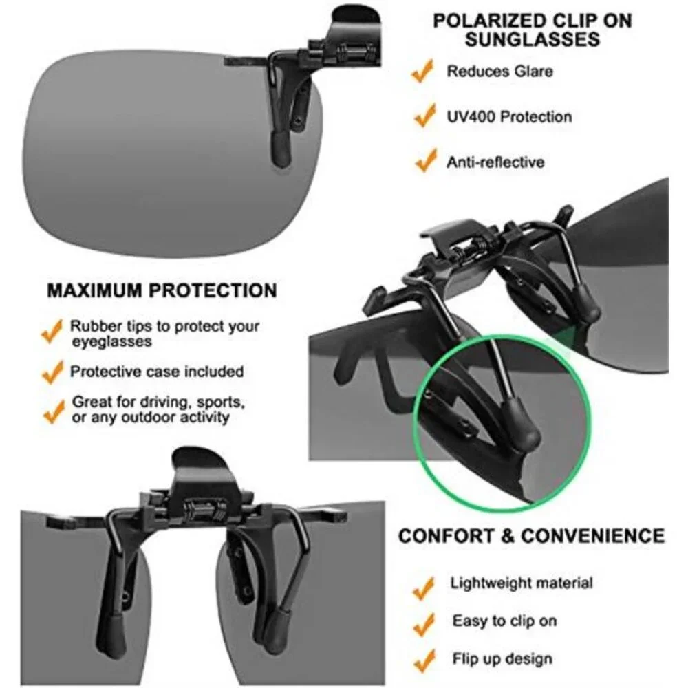 Clip On Polarized Sunglasses Flip Up Over Prescription Glasses
